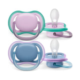 Philips Avent Ultra Air Pacifier, 2 Pack Light, Breathable Baby Pacifiers for Babies Aged 6-18 Months, BPA Free with Sterilizer Carry Case