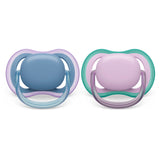 Philips Avent Ultra Air Pacifier, 2 Pack Light, Breathable Baby Pacifiers for Babies Aged 6-18 Months, BPA Free with Sterilizer Carry Case