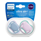 Philips Avent Ultra Air Pacifier, 2 Pack Light, Breathable Baby Pacifiers for Babies Aged 6-18 Months, BPA Free with Sterilizer Carry Case