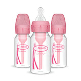 Dr. Browns Natural Flow Anti-Colic Options+ Narrow Baby Bottle, Pink, 4oz, Slow Flow, 0m+, 3 Pack