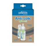 Dr. Brown's Natural Flow Anti-Colic Options+ Narrow Glass Baby Bottle 4 oz/120 mL, with Level 1 Slow Flow Nipple, 2 Pack, 0m+