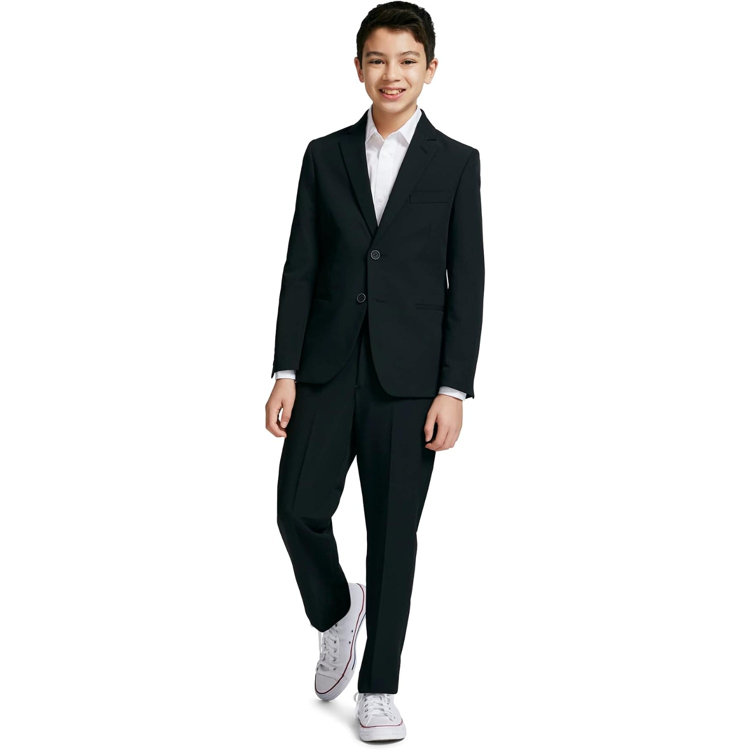Calvin Klein Boys' 8-20 Stretch Textured Windowpane Pants - Gray - 14 Calvin Klein Boys' 8-20 Stretch Textured Windowpane Pants - Gray - 14