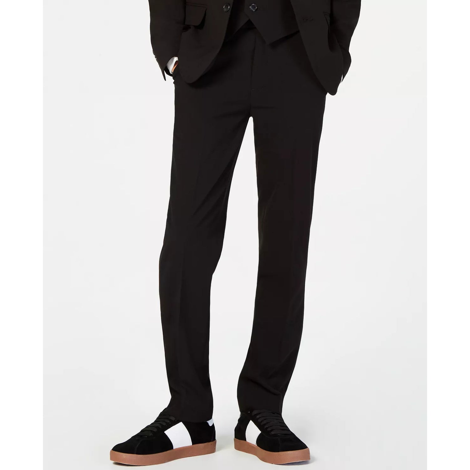 Calvin Klein Boys' 8-20 Stretch Textured Windowpane Pants - Gray - 14 Calvin Klein Boys' 8-20 Stretch Textured Windowpane Pants - Gray - 14
