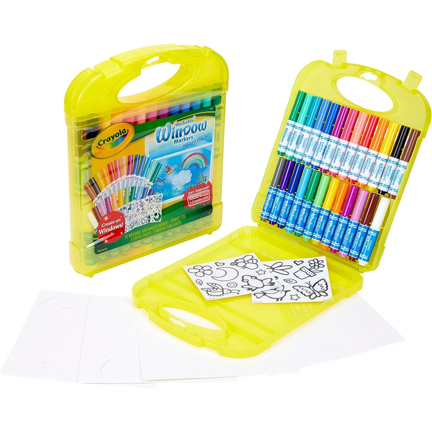 Crayola Window Markers & Stencil Set, Craft, 30+ Pieces, Gifts for