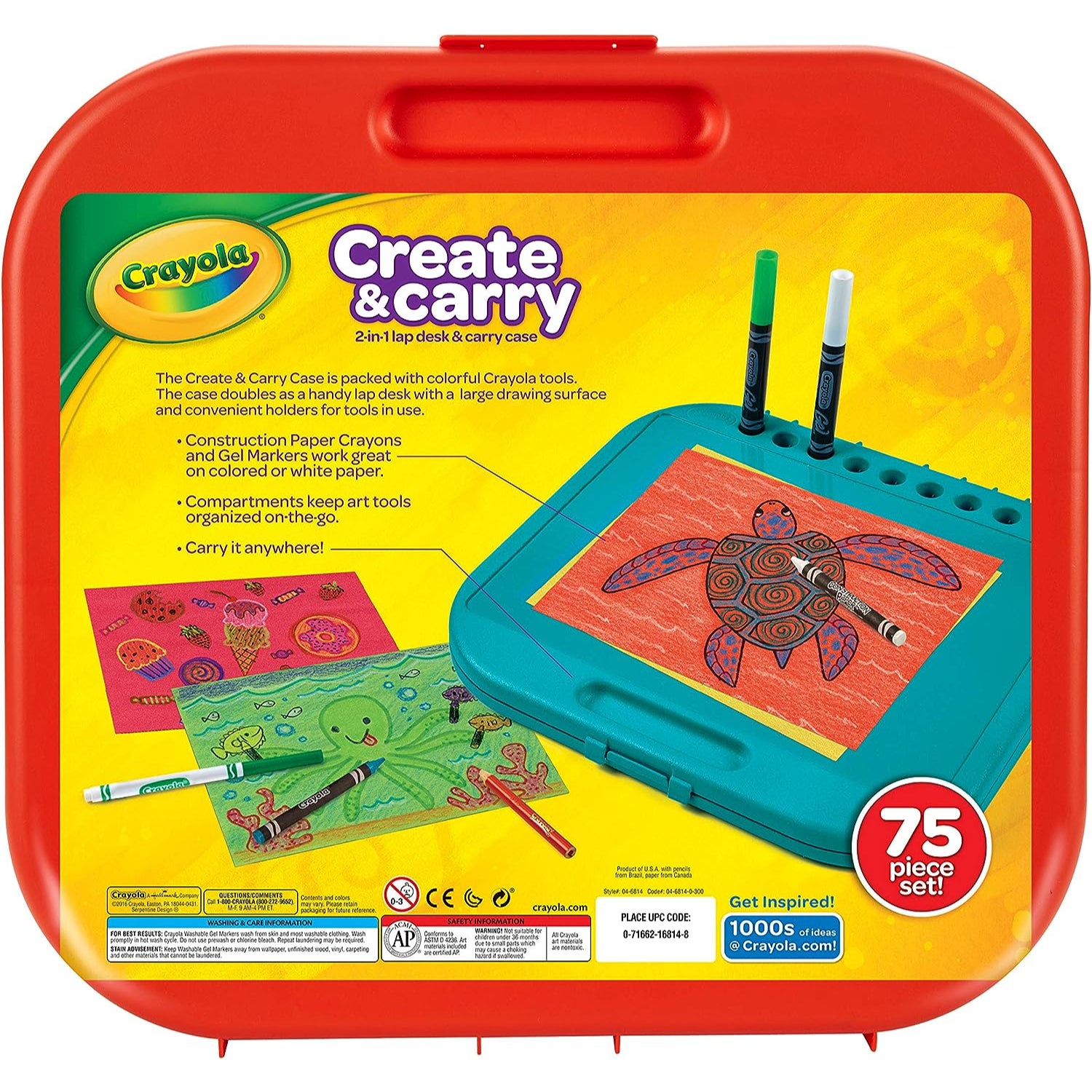 Crayola Create 'N Carry Art Set, 75 Pieces, Art Gift for Kids, Ages 5 & Up