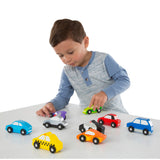 Melissa and Doug Wooden Cars Vehicle Set in Wooden Tray - 9 Pieces