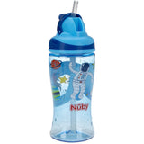 Nuby No-Spill Flip-it Printed Boost Cup with Thin Soft Straw - 12oz, 18+ Months, 1 Pack Print May Vary