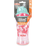 Nuby No-Spill Flip-it Printed Boost Cup with Thin Soft Straw - 12oz, 18+ Months, 1 Pack Print May Vary