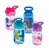 Nuby Kid’s Flip-it Reflex Push Button On-The-Go Printed Water Bottle with Soft Spout - 12oz,  Print May Vary