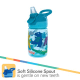 Nuby Kid’s Flip-it Reflex Push Button On-The-Go Printed Water Bottle with Soft Spout - 12oz,  Print May Vary