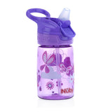 Nuby Kid’s Flip-it Reflex Push Button On-The-Go Printed Water Bottle with Soft Spout - 12oz,  Print May Vary