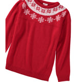 Cyndeelee Girls 2-16 Snowflake Yoke Border Sweater