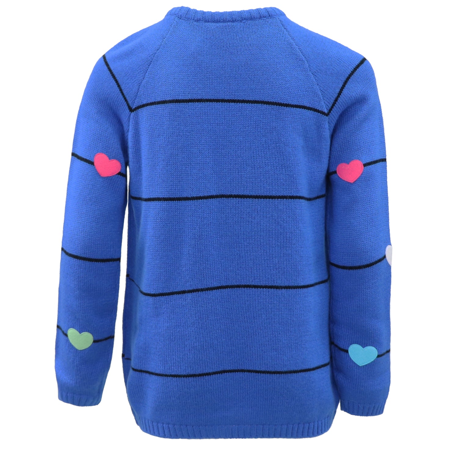 Cyndeelee Girls 2-16 Stripe Multicolored Felt Heart Sweater