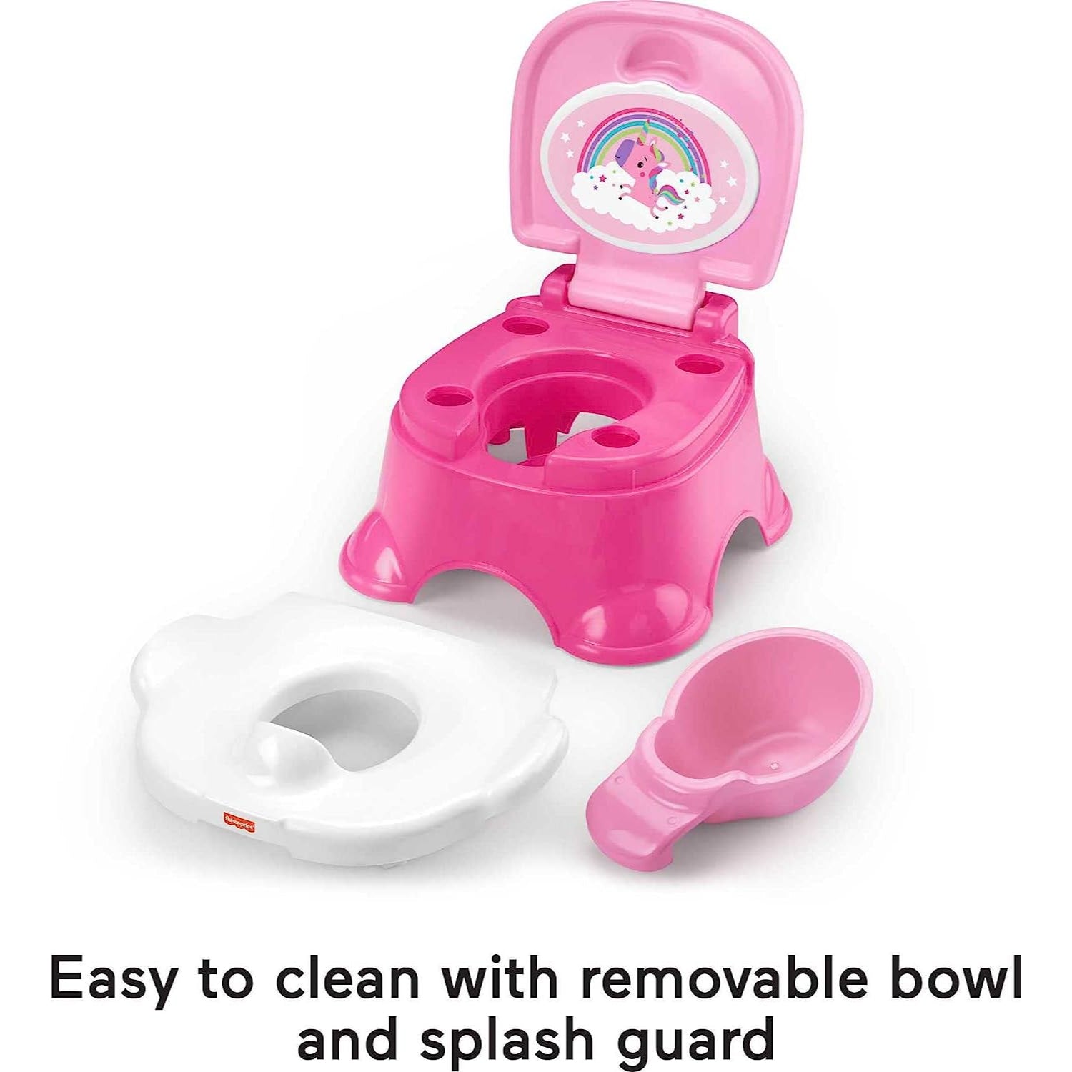 Fisher Price 3-in-1 Unicorn Tunes Potty Training Toilet Ring and Step Stool for Toddlers