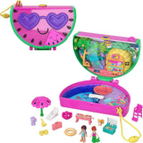 Mattel Polly Pocket Compact Playset, Scented Watermelon Pool Party with 2 Micro Dolls & Accessories