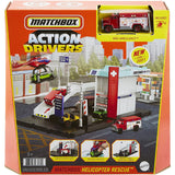 Mattel Matchbox Cars Playset, Action Drivers Helicopter Rescue with 1:64 Scale Toy
