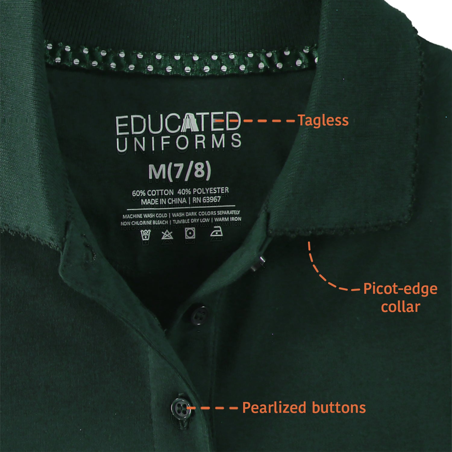 Educated Uniforms Girls 4-20 Short Sleeve Pique Polo Shirt