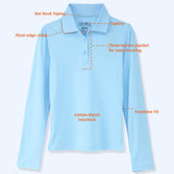 Educated Uniforms Girls 4-20 Long Sleeve Pique Polo Uniform Shirt