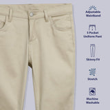 Educated Uniforms Girls 4-20 Adjustable Waist Skinny Knit School Pant