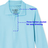 Educated Uniforms Boys 4-20 Long Sleeve Pique Polo Shirt