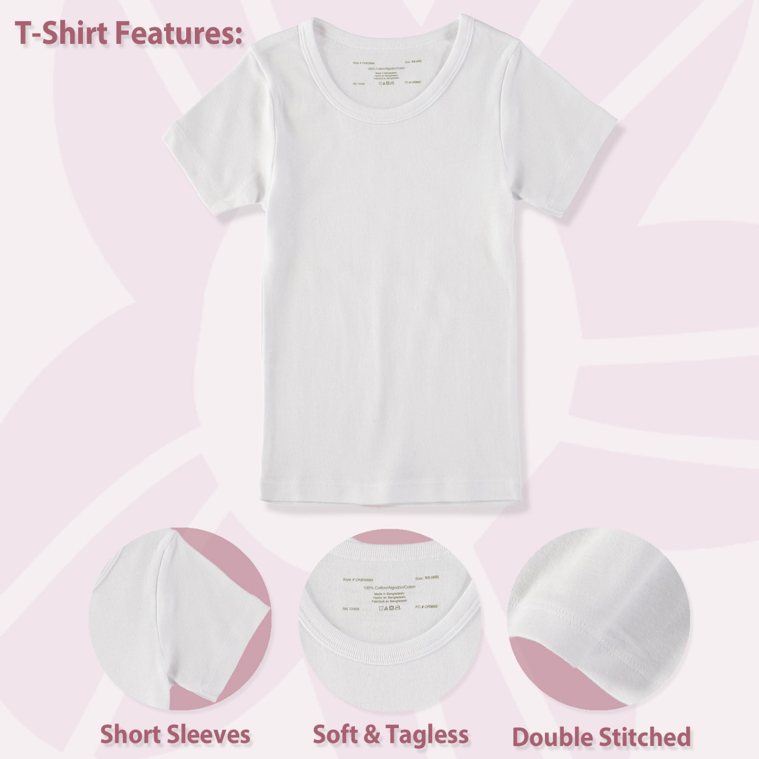 Cyndeelee Girls 2-14 Cotton Short Sleeve T-Shirts, 3-Pack 4T / White