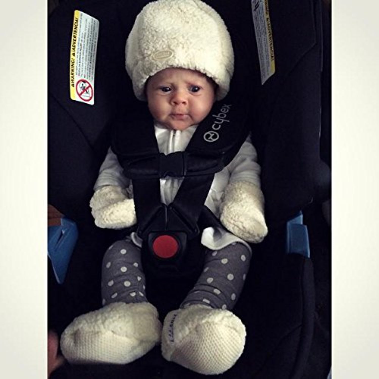 JJ Cole Bundle me Shearling Baby Hat, Mittens and Booties Set