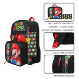 Bioworld Nintendo Super Mario 5 piece Backpack & Lunchbag