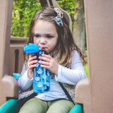 Nuby 2-Pack Kid’s Printed Flip-it Active Water Bottle with Push Button Cap and Soft Straw - 18oz