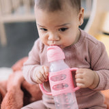Dr. Brown's Milestones Narrow Sippy Straw Bottle, Spill-Proof with 100% Silicone Handles and Weighted Straw, 8 oz/250 mL, 6m+