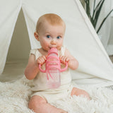 Dr. Brown's Milestones Narrow Sippy Straw Bottle, Spill-Proof with 100% Silicone Handles and Weighted Straw, 8 oz/250 mL, 6m+