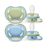 Philips Avent Ultra Air Pacifier - 2 Pack, Breathable Baby Pacifiers for Babies Aged 0-6 Months, BPA Free with Sterilizer Carry Case