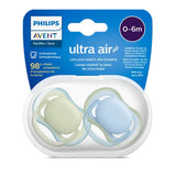 Philips Avent Ultra Air Pacifier - 2 Pack, Breathable Baby Pacifiers for Babies Aged 0-6 Months, BPA Free with Sterilizer Carry Case