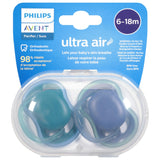 Philips Avent Ultra Air Pacifier - Breathable Baby Pacifiers for Babies Aged 6-18 Months, BPA Free with Sterilizer Carry Case