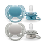 Philips Avent Ultra Soft Pacifier - 2 Pack - Soft and Flexible Baby Pacifiers for Babies Aged 6-18 Months, BPA Free with Sterilizer Carry Case