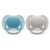 Philips Avent Ultra Soft Pacifier - 2 Pack - Soft and Flexible Baby Pacifiers for Babies Aged 6-18 Months, BPA Free with Sterilizer Carry Case