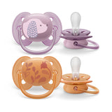 Avent - Ultra Soft Pacifier Orange & Lavander 6/18M