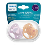 Avent - Ultra Soft Pacifier Orange & Lavander 6/18M