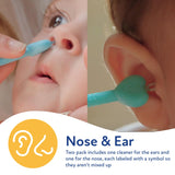 Dr Talbots Baby Safe Nose and Ear Cleaner Set with Hygienic Travel Case, Gentle Dual-Ended Easy Mucus and Wax Remover Tool, 2 Pack, Neutral Colors