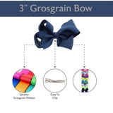 Crystal Collection Girls 2-Pack, 3'' Grosgrain Bow with Alligator Clip Closure