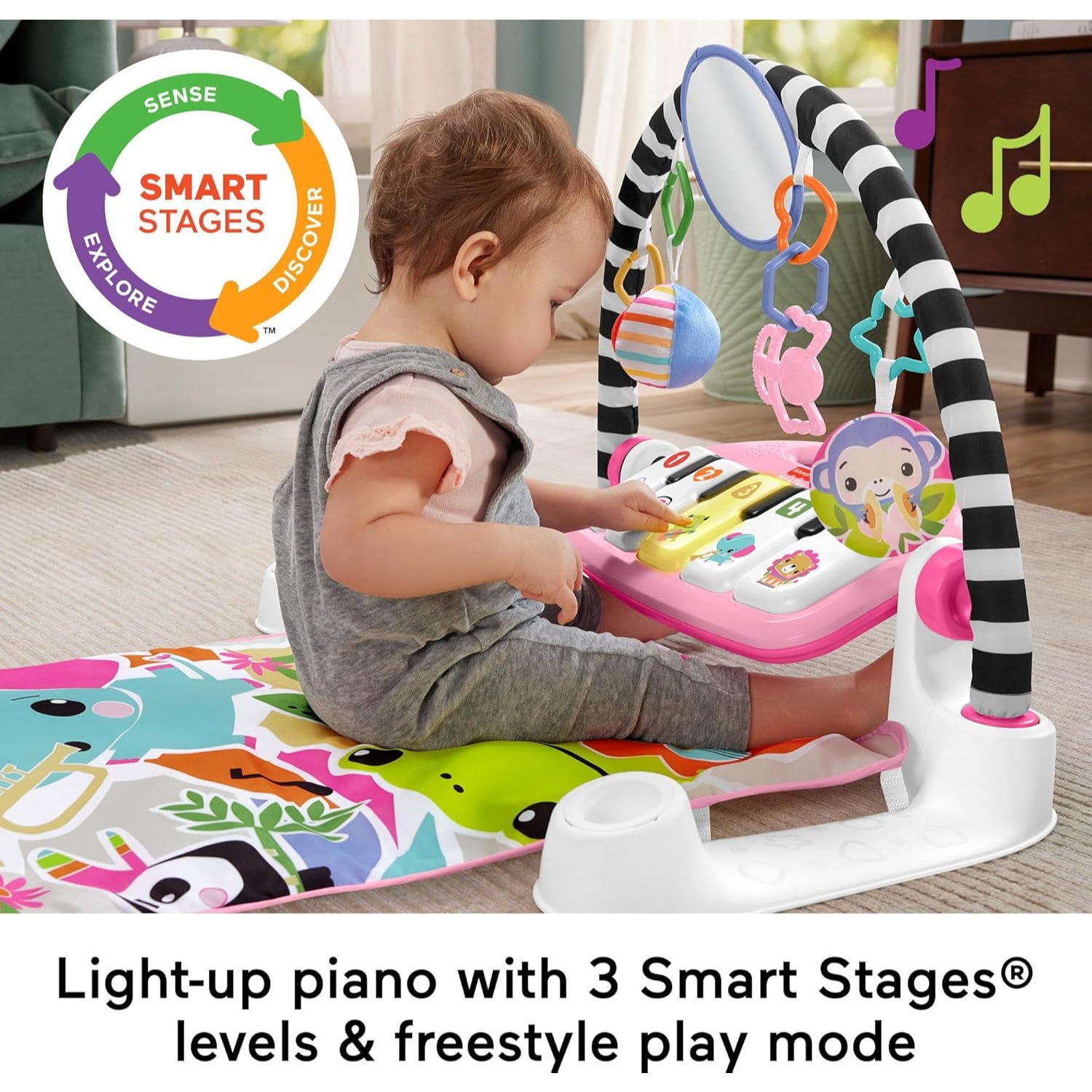 Fisher Price Glow And Grow Kick Play Piano Gym Baby Playmat With