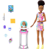 Mattel Barbie Skipper Doll & Playset with Accessories, Babysitting Set Themed to Mealtime