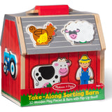 Melissa and Doug Take-Along Wooden Sorting Toy Barn, 11-Pc Portable Toddler Playset with Farm Animals & Pop-Up Roof, Preschool Learning Toys for Girls & Boys 2+