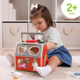 Melissa and Doug Take-Along Wooden Sorting Toy Barn, 11-Pc Portable Toddler Playset with Farm Animals & Pop-Up Roof, Preschool Learning Toys for Girls & Boys 2+