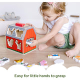 Melissa and Doug Take-Along Wooden Sorting Toy Barn, 11-Pc Portable Toddler Playset with Farm Animals & Pop-Up Roof, Preschool Learning Toys for Girls & Boys 2+