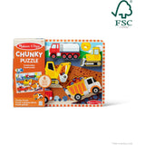 Melissa & Doug Construction Vehicles Wooden Chunky Puzzle (6 pcs)