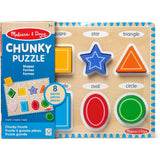 Melissa & Doug Shapes Wooden Chunky Puzzle (8 pcs) Color Matching Shape Sorter Toys