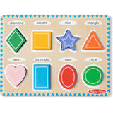 Melissa & Doug Shapes Wooden Chunky Puzzle (8 pcs) Color Matching Shape Sorter Toys