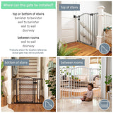 Ingenuity Summer Infant Extra Tall & Wide Safety Pet and Baby Gate, 29.5''-53'' Wide, 38'' Tall, Pressure or Hardware Mounted, Install on Wall or Banister in Doorway or Stairway, Auto Close Walk-Thru Door - Gray