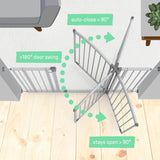 Ingenuity Summer Infant Extra Tall & Wide Safety Pet and Baby Gate, 29.5''-53'' Wide, 38'' Tall, Pressure or Hardware Mounted, Install on Wall or Banister in Doorway or Stairway, Auto Close Walk-Thru Door - Gray