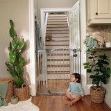 Ingenuity Summer Infant Extra Tall & Wide Safety Pet and Baby Gate, 29.5''-53'' Wide, 38'' Tall, Pressure or Hardware Mounted, Install on Wall or Banister in Doorway or Stairway, Auto Close Walk-Thru Door - Gray
